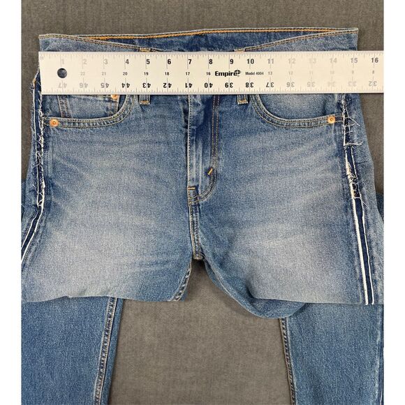 Levis 510 Skinny Jeans Men 30x32 Light Wash Distressed Raw Hem Side Seam Y2K - Picture 7 of 10